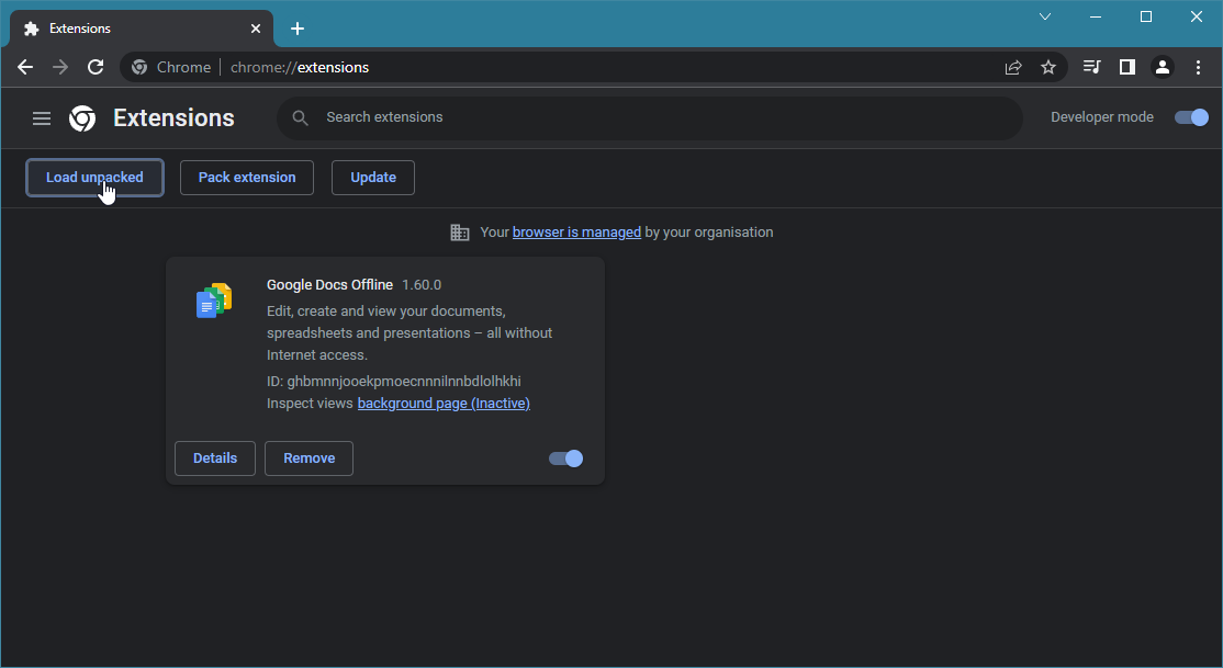 Load unpacked extension