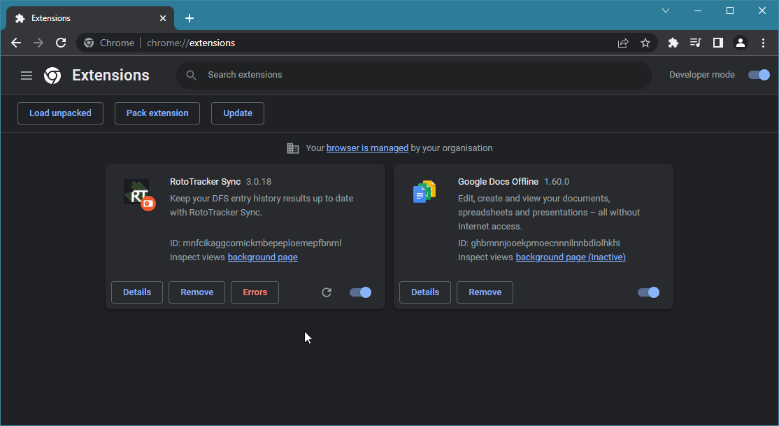Load unpacked extension