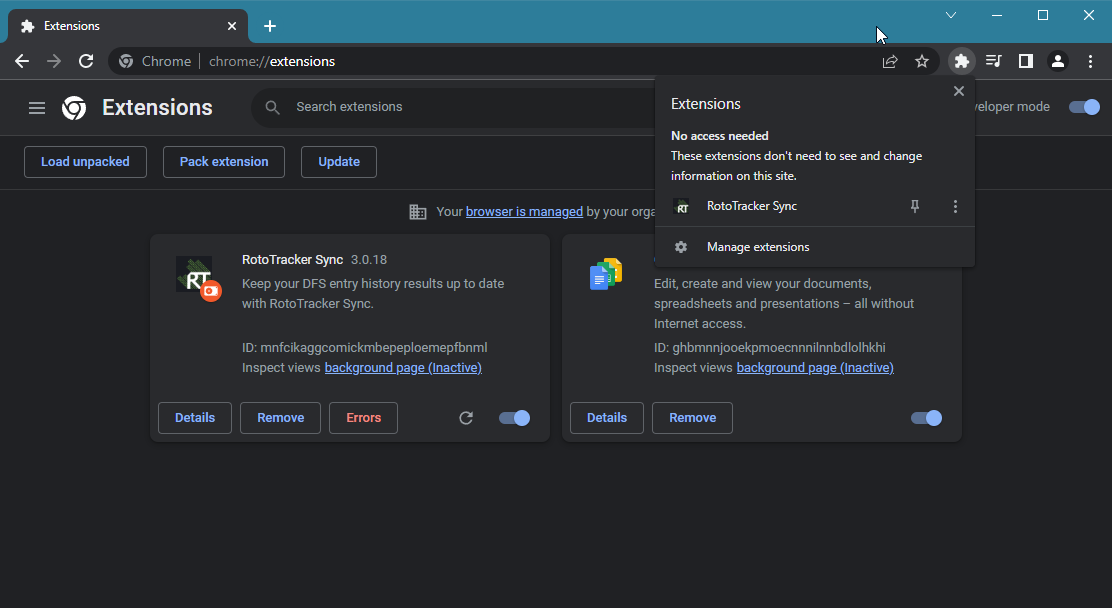 Load unpacked extension